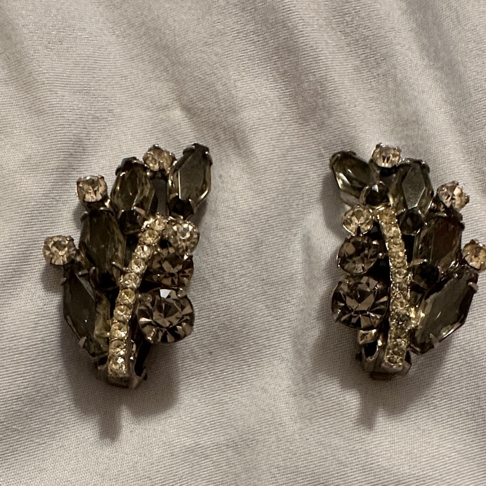 Elegant Antique Crystal Clip-On Earrings